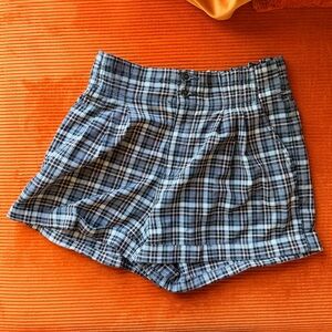 American Eagle Outfitters Plaid High-Waist Shorts - Pink/Black/White